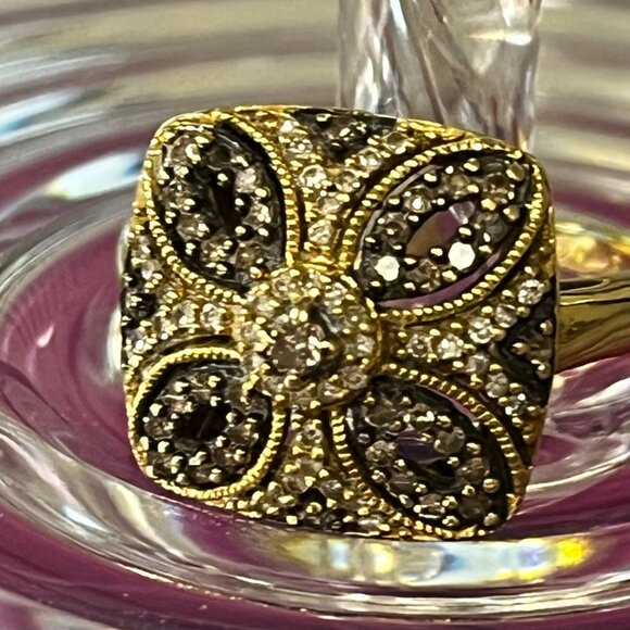 Jewelry - Estate Chocolate & Vanilla Diamonds 14k Solid Gold Ring Size 7